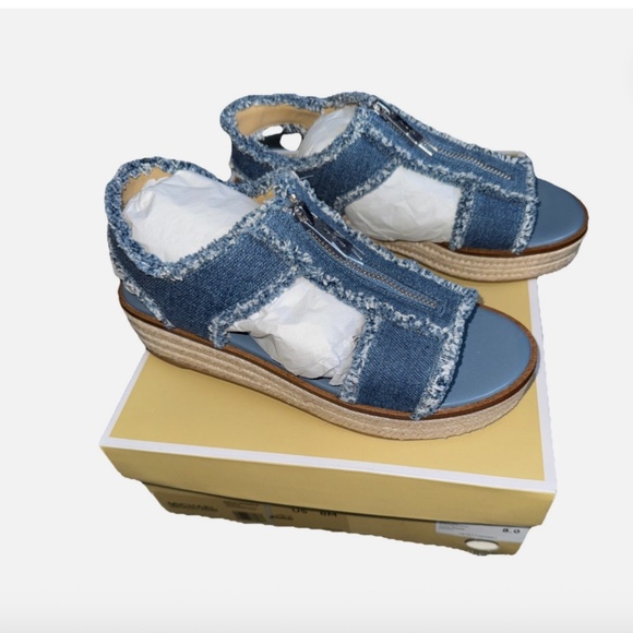 Michael Kors Denim Berkeley Espadrilles Size 8 New In Box - Picture 1 of 6
